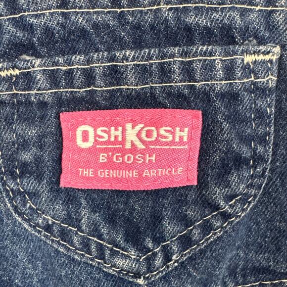 Vintage Osh Kosh Overalls Infant Girl Vestback Denim Floral Trim Size 18M 90s - Picture 4 of 8